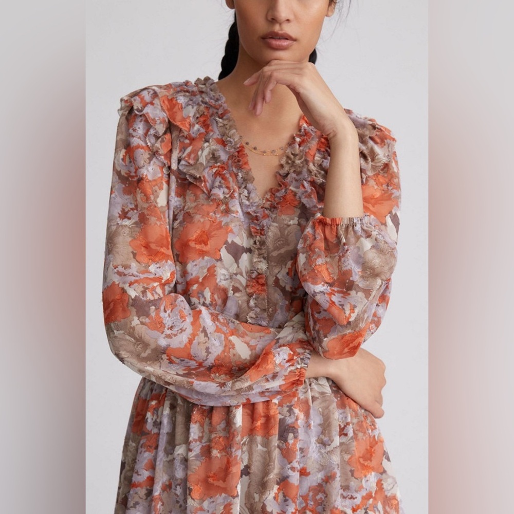 Anthropologie Dress | Current Air Floral Long Sleeve Mini Dress